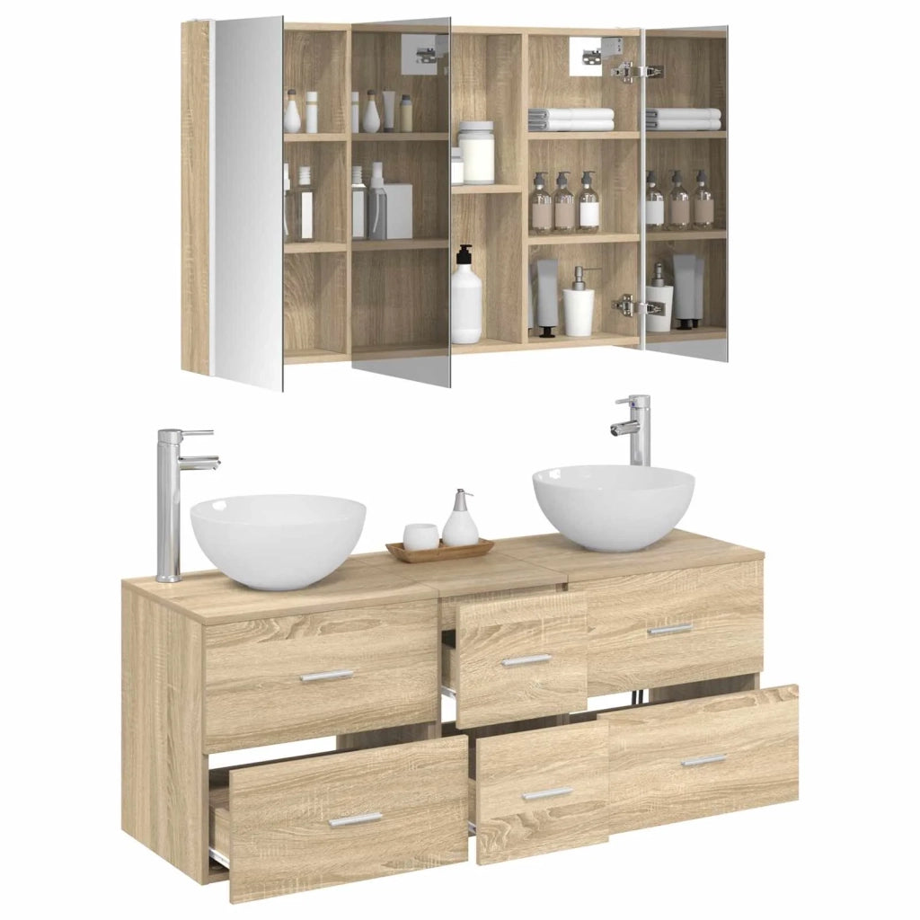 Set di mobili per il bagno 4 pcs Rovere Sonoma 3406745