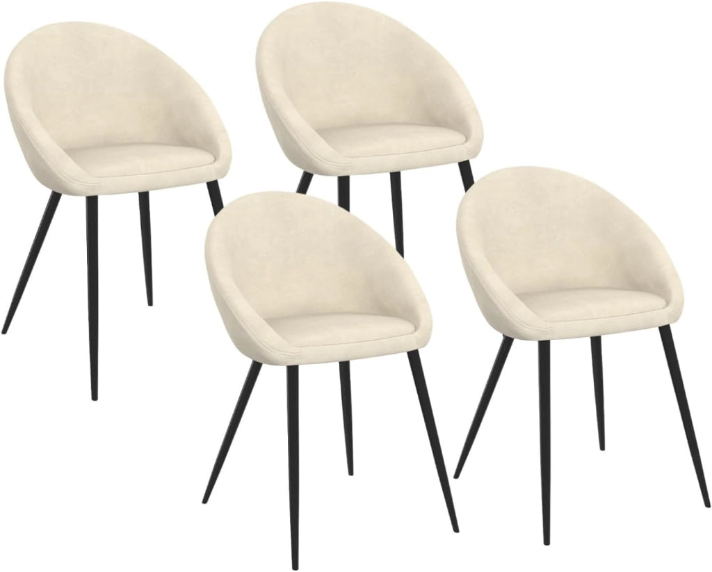 Set di 4 sedie Naya in velluto crema per sala da pranzo
