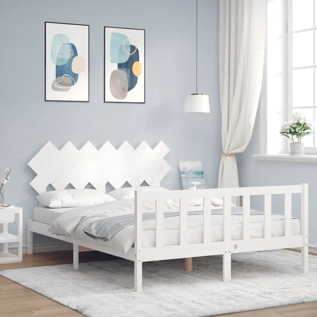Letto senza Materasso-Struttura Letto Bianco 140x190 cm Legno Massello di Pino 306214