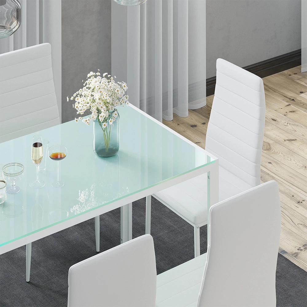 Vicco Set da pranzo Bianco 120 x 75 cm con 6 sedie