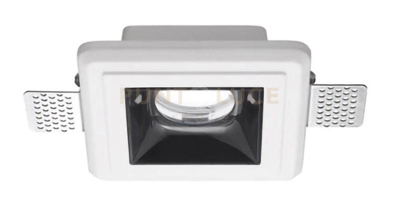 GFA630- FARETTO IN GESSO FINITURA NERA DA INCASSO 1 LUCE ATTACCO GU10 12X12CM