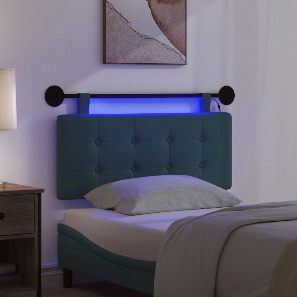 Testiera | Testata sospesa Con luce LED Verde Scuro Tessuto