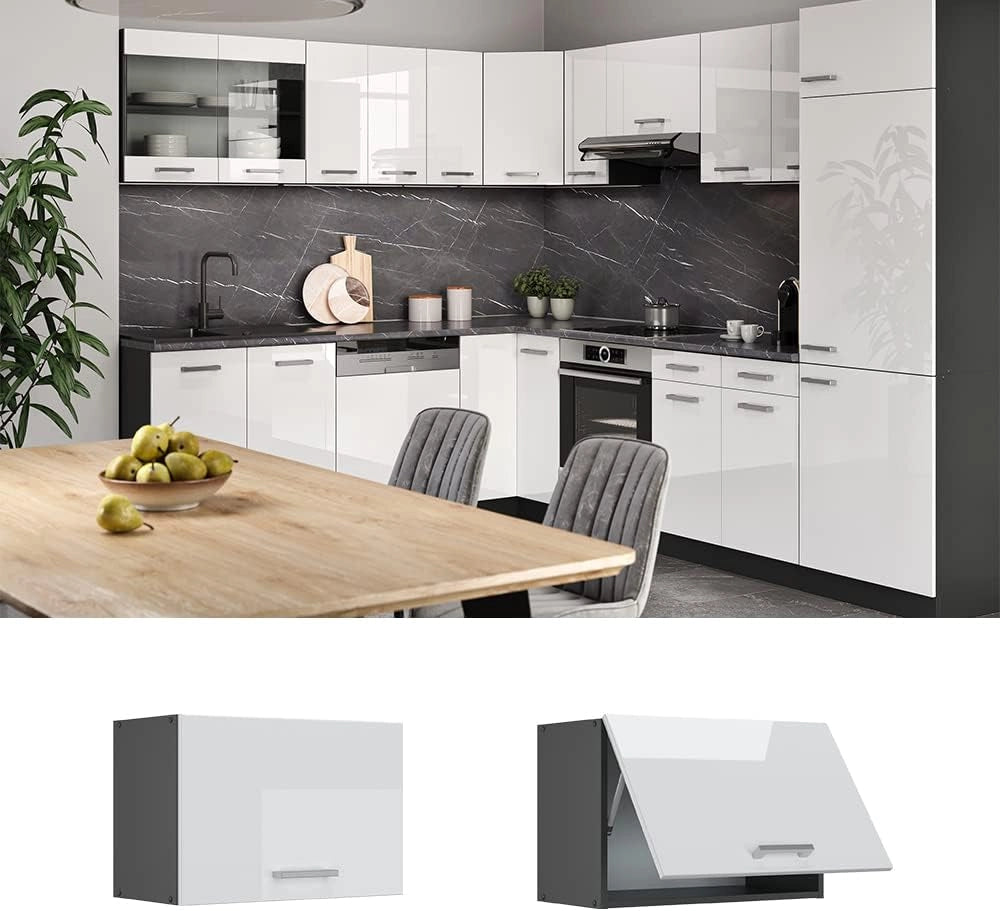 Pensile da cucina R-Line, Bianco lucido, 60 cm Piatto, per la libera combinazione all'interno di sistemi cucina modulari