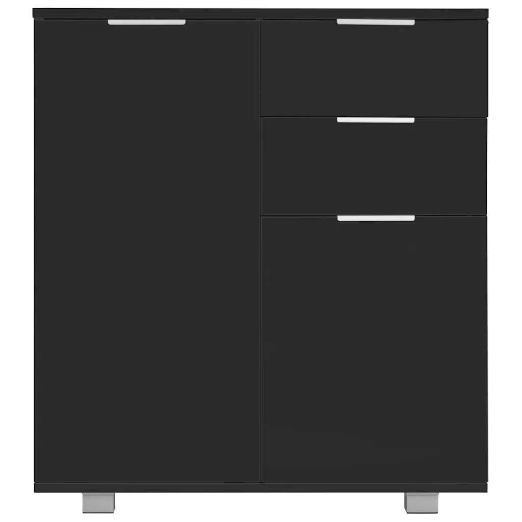 Credenza con Finitura-Buffet-Armadio da cucina Lucida Nera 71x35x80 cm in Truciolato