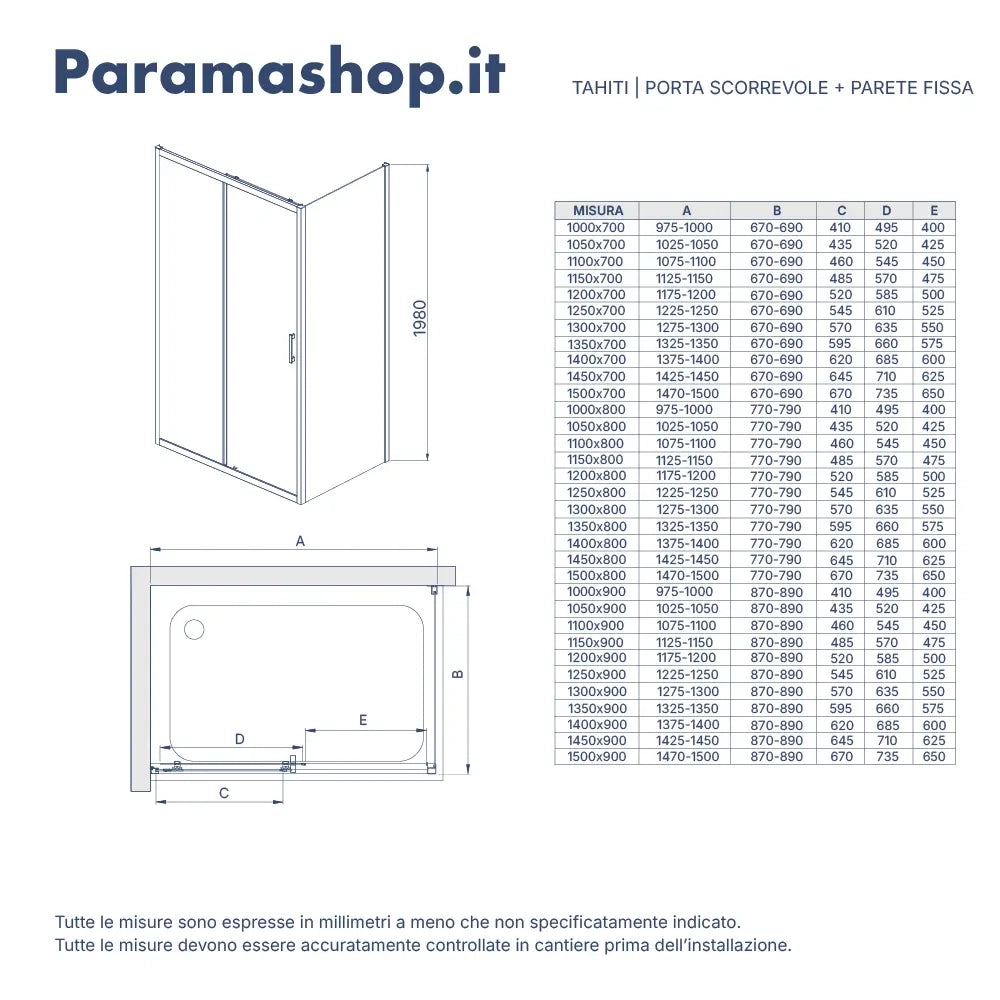 Box doccia 80x115 cm scorrevole profili cromati vetro temperato 6mm opaco anticalcare h198 | Tahiti