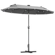 Ombrellone doppio con Base a crocee Luci Solari, 295x150x219cm, Grigio