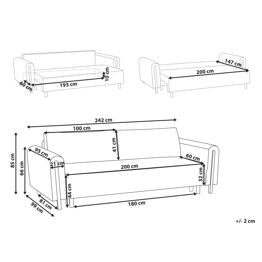 Divano letto in tessuto beige Rivestito con meccanismo Click-Clack Sleeper con contenitore Stile minimalista con braccioli