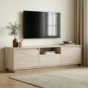 Morrigan, Mobile Porta tv un Ripiano, 160x30x42h cm Bianco Marmo
