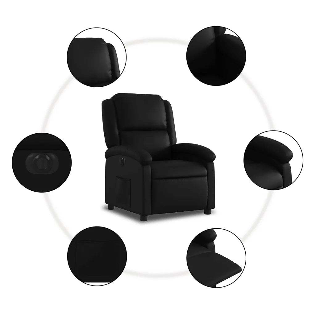 Poltrona Reclinabile Elettrica Nera in Similpelle 3204212