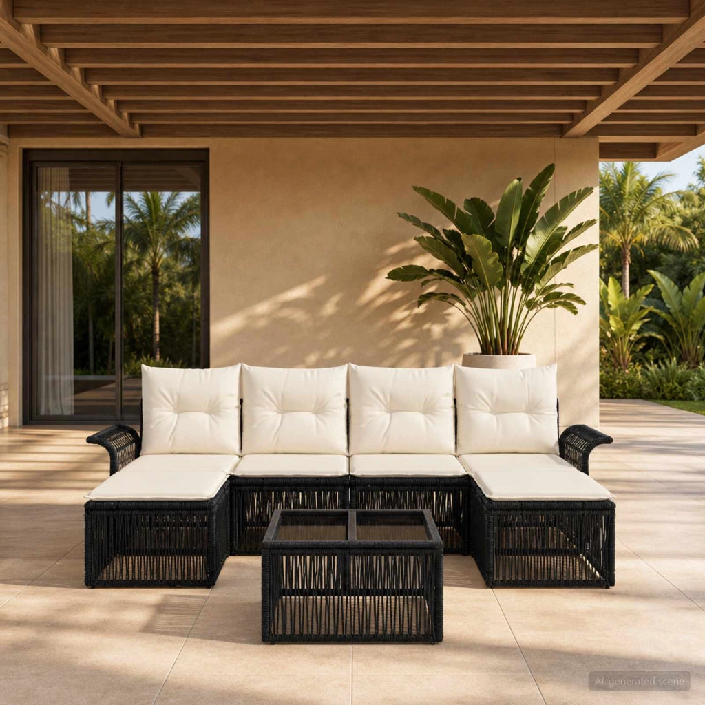 Set Divano da Giardino 7 pz Nero polyrattan 3434911