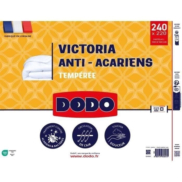 Piumino Victoria 220x240 cm - DODO - temperato - Imbottitura 100% Poliestere - 2 persone - bianco