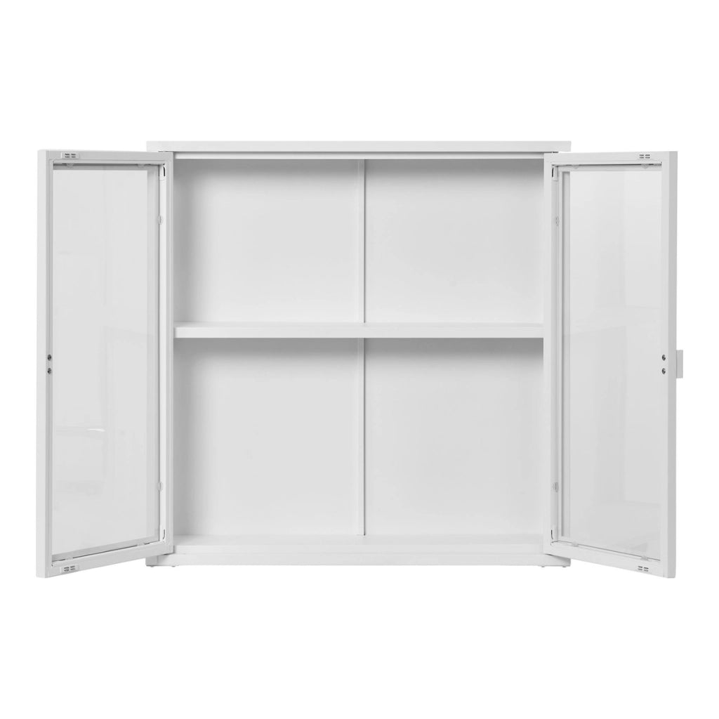 Vetrinetta Pensile Brisbane, Bianco, Metallo, 18x80x80 cm