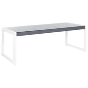 Tavolo da pranzo da giardino Piano in vetro alluminio grigio e bianco resistente agli agenti atmosferici