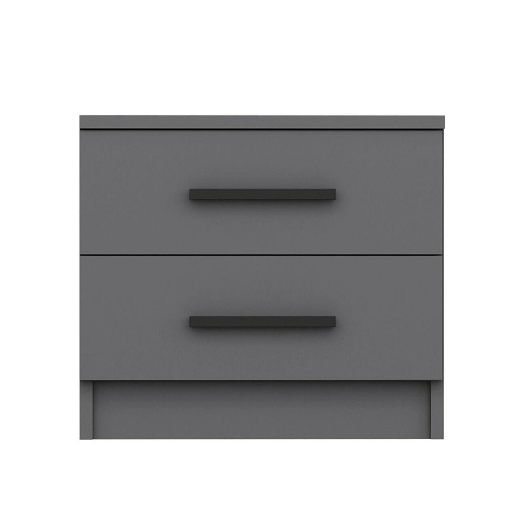 Iune, Comodino 2 Cassetti, 50x47x40h cm Nero Antracite