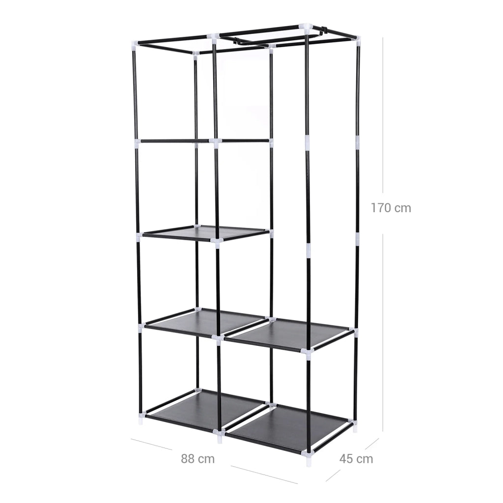 Armadio contenitore 170 x 88 x 45 cm in tessuto non tessuto appendiabiti nero 12_0004001