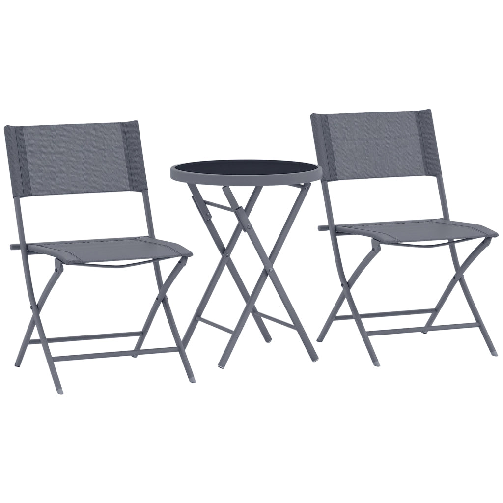 Set da bistrot pieghevole 3 pezzi, 2 sedie e 1 tavolo ¨C Zephmum ¨C Grigio