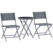 Set da bistrot pieghevole 3 pezzi, 2 sedie e 1 tavolo ¨C Zephmum ¨C Grigio