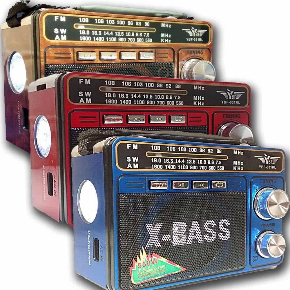 Trade Shop - Cassa Portatile Speaker 031tvf Mp3 Usb Card Sd Radio Am Fm Sv 3 Band Torcia Led -