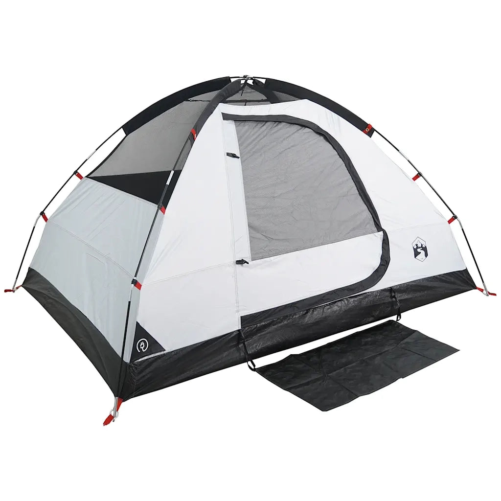Tenda Campeggio a Cupola 4 Persone-Tenda per Escursionismo Bianca Tessuto Impermeabile 796253