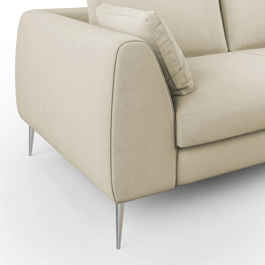 Plano Divano moderno in microfibra tecnica smacchiabile T11 196 cm panna