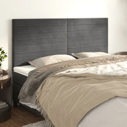 Testiera-Testata Decorativa Grigio Scuro 200x5x118/128 cm Velluto 436826