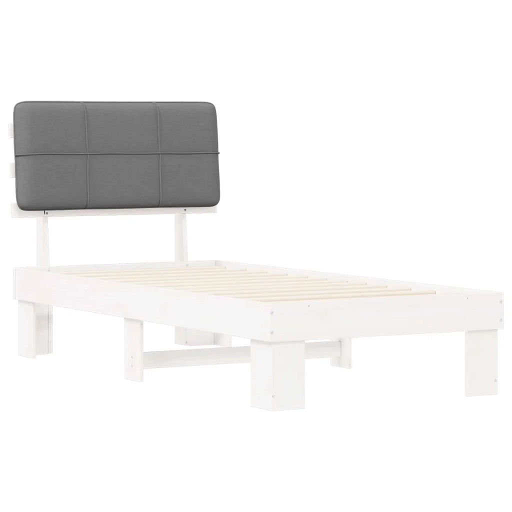 Letto con Testiera Rivestita Grigio chiaro 90 x 200 cm