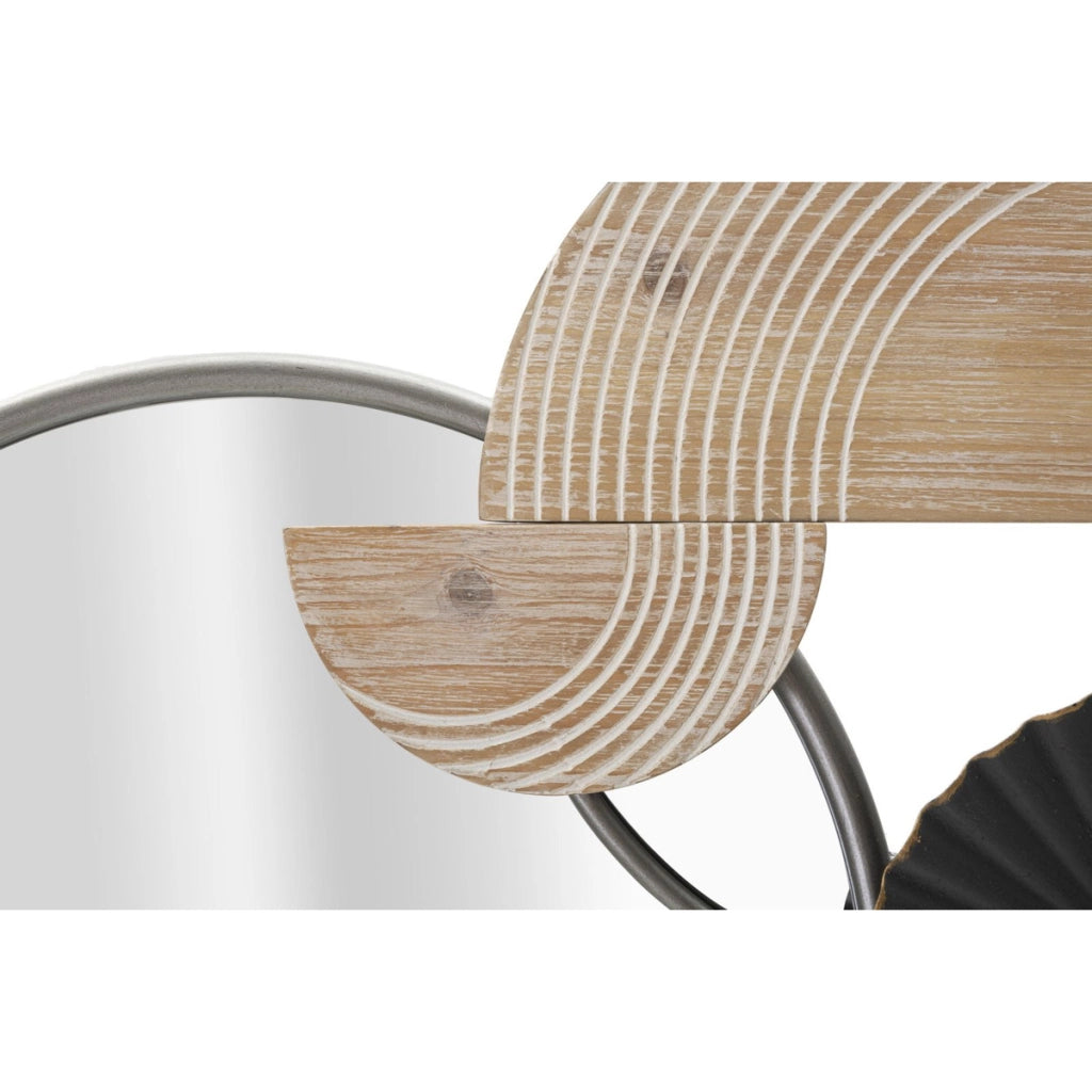 Specchio da parete Abstract orizzontale in ferro e legno