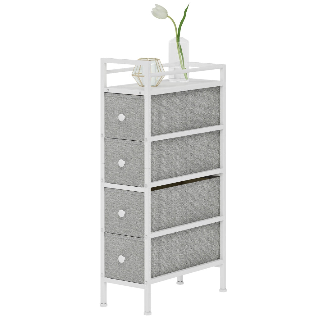 Cassettiera 4 Cassetti Tessuto ¨C Xylo ¨C Struttura Acciaio Grigio Camera Soggiorno