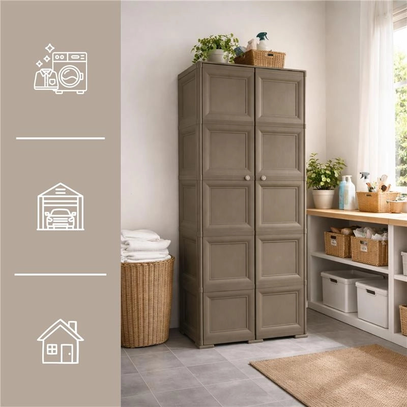 ARMADIO 5 MODULI WENGÉ 79X43X203 CM – MOBILE ALTO CONTENITORE VERTICALE PER ORGANIZZAZIONE CASA E ZONA LIVING