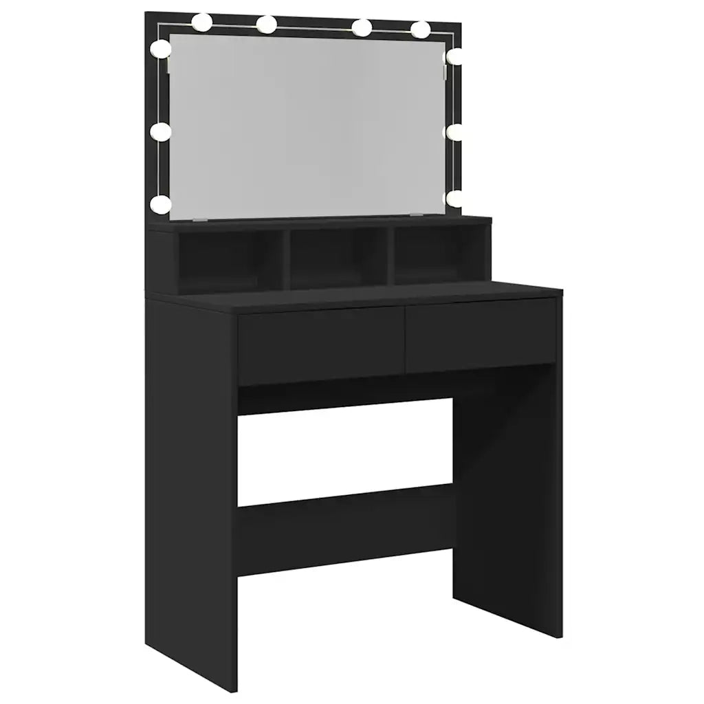 Toeletta | Tavolo da Trucco con LED Nera 80x41x134,5 cm