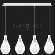 SOSPENSIONE BIANCO 4 LUCI RETTANGOLARE VETRI PICCOLI TRASPARENTE 1193BI-S4 RP-TR