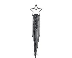 Decorazione per parete a maglia a mano in forma di stella a cinque punte, cattura di sogni con stelle e luna, adatta come regalo per Natale, anniversari o occasioni quotidiane.