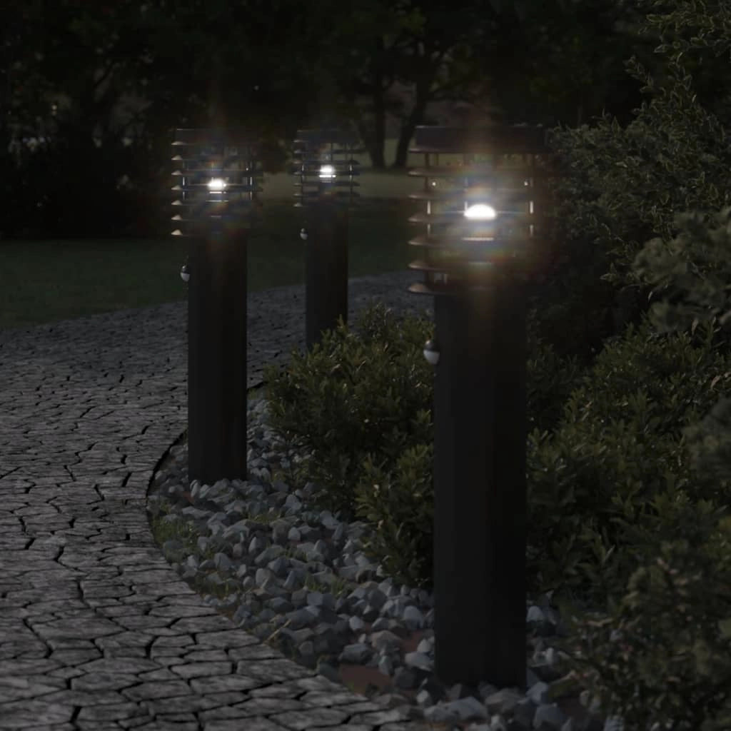 Lampada da terra per esterno con sensore 60 cm acciaio inox nero 02_0042523