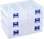 Set di 3 Scatole di Organizzazione in Plastica a Strati - Transparenti - per Orecchini, Collane, Gioielli, Arte.