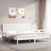 Giroletto con Testiera Bianco 200x200 cm in Legno Massellocod mxl 124970