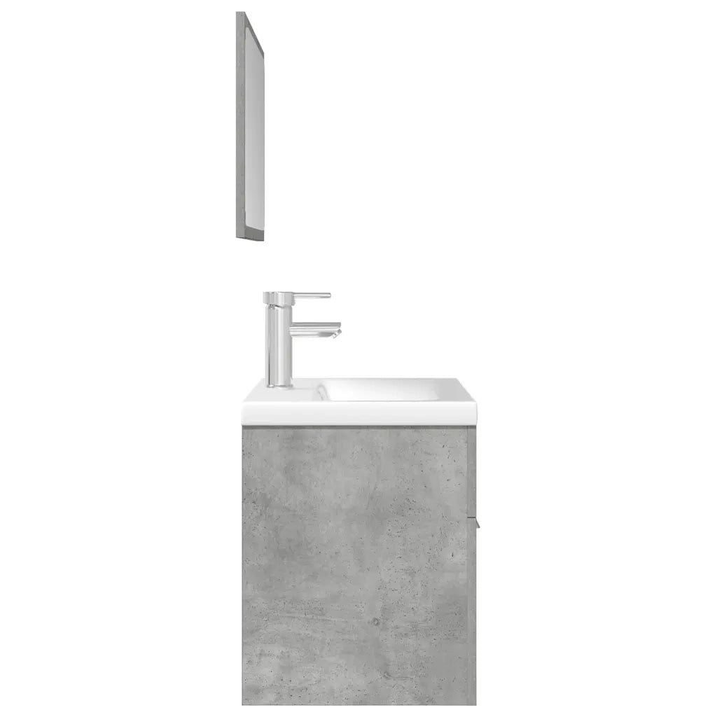 Set Mobili da Bagno | Armadio da bagno 3 pz Grigio Cemento in Legno Multistrato