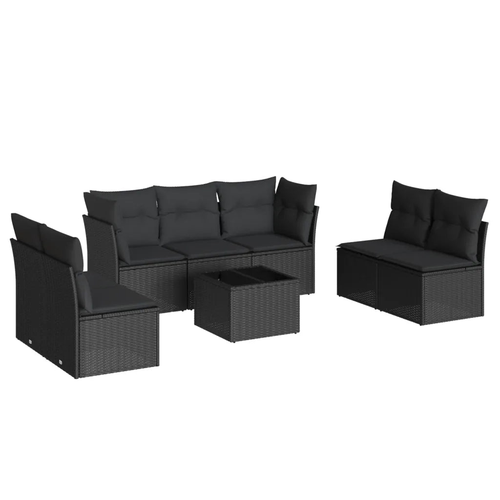 Set Divani da Giardino con Cuscini 8 pz Nero in Polyrattan 3217415