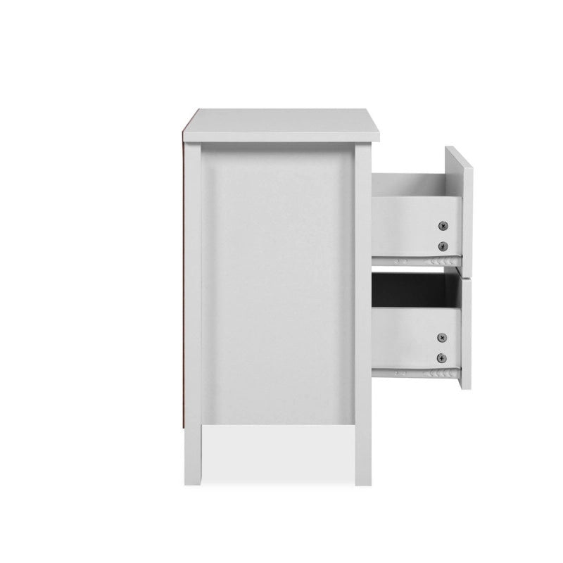 Comodino Karlstad 61A con 2 cassetti colore bianco