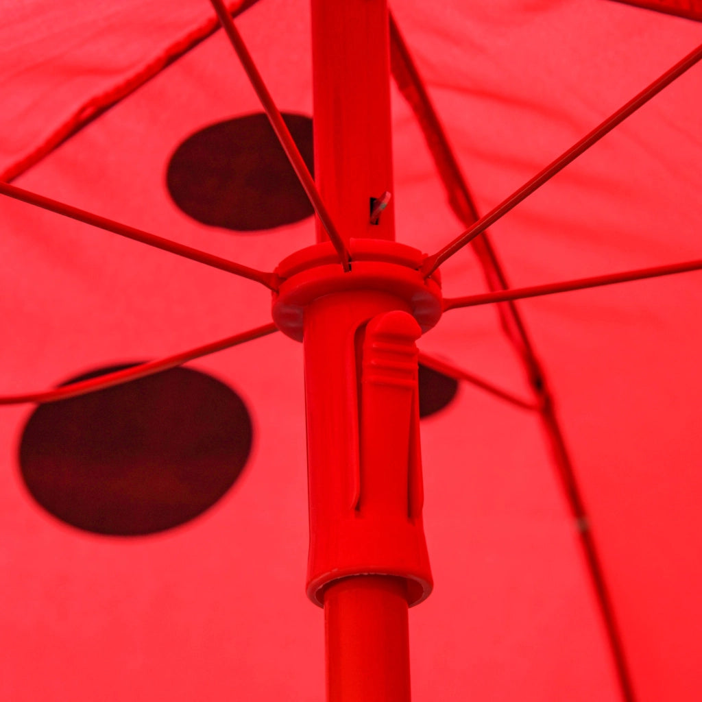 Set Tavolino e 2 Sedie Pieghevoli da Giardino per Bambini con Ombrello Rosso Coccinella