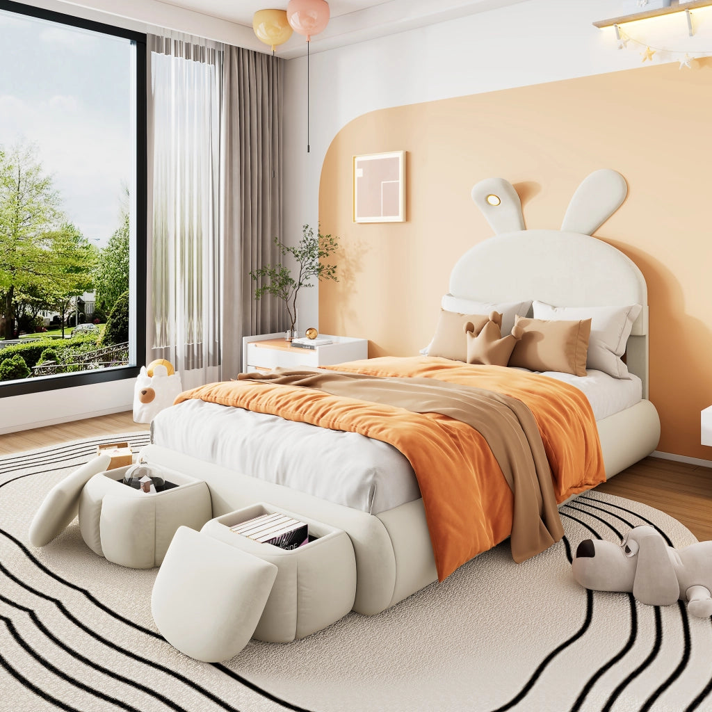 letto imbottito velluto beige 90x200 cm