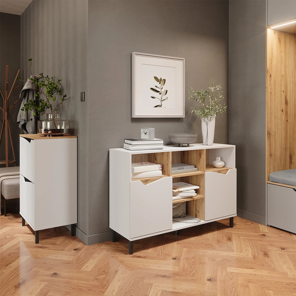 Vicco Scarpiera da ingresso Bianco/Artisan 60 x 91.6 cm con 2 scomparti