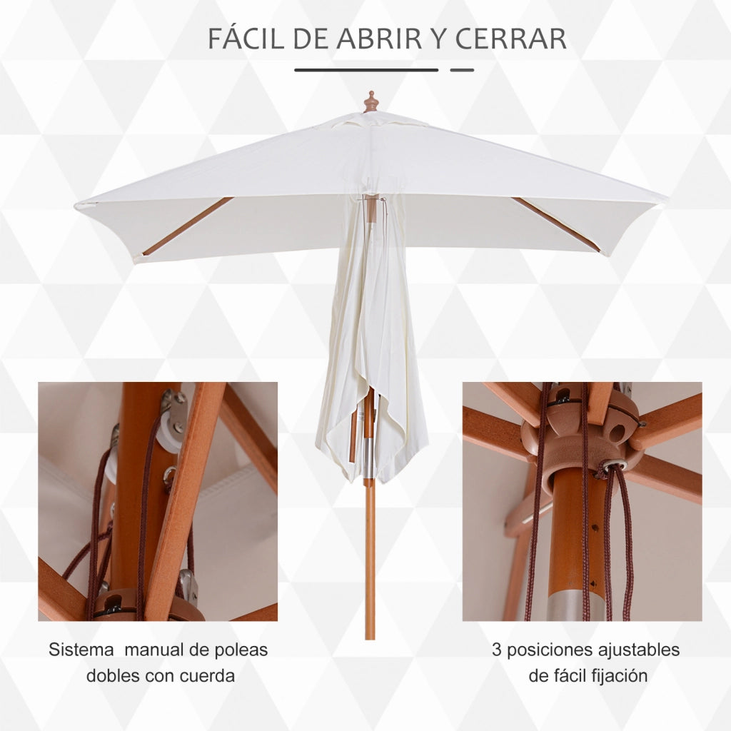 Ombrellone da Giardino Rettangolare Inclinabile 200x150 cm ¨C Xylo ¨C Legno Crema Anti-UV Impermeabile