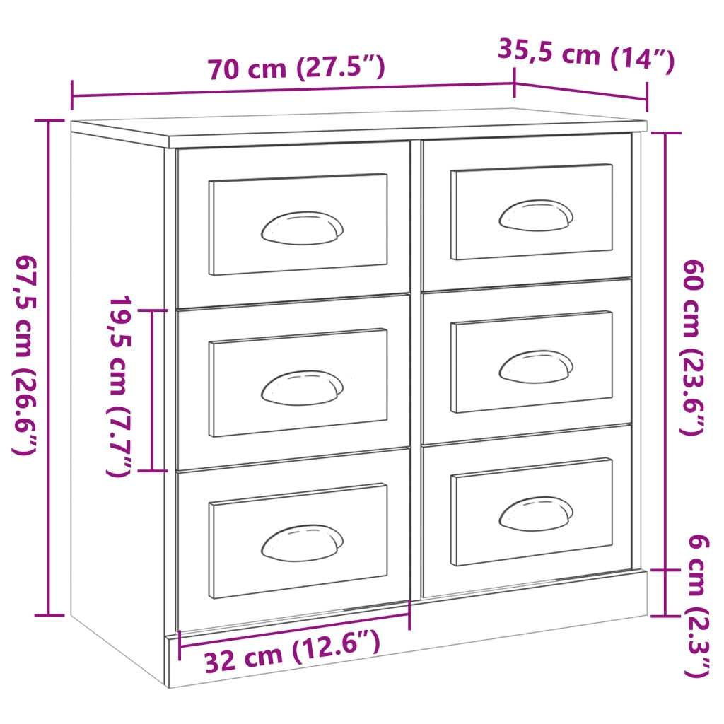 Credenza Rovere Sonoma 70x35,5x67,5 cm in Legno Multistrato 816435