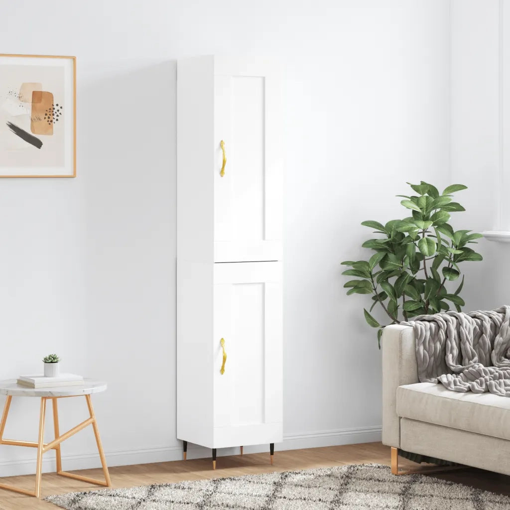 Credenza | Madia | Buffet da pranzo | Armadio da pranzo Bianca 34,5x34x180 cm in Legno Multistrato