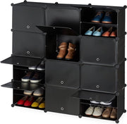 Cassettiera 24 Comparti con Sfoglia di Stoccaggio - 125 x 125 x 31,5 cm, Plastica Nero