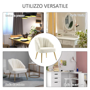 Poltrona Imbottita 63x65x84 cm in Velluto Bianca