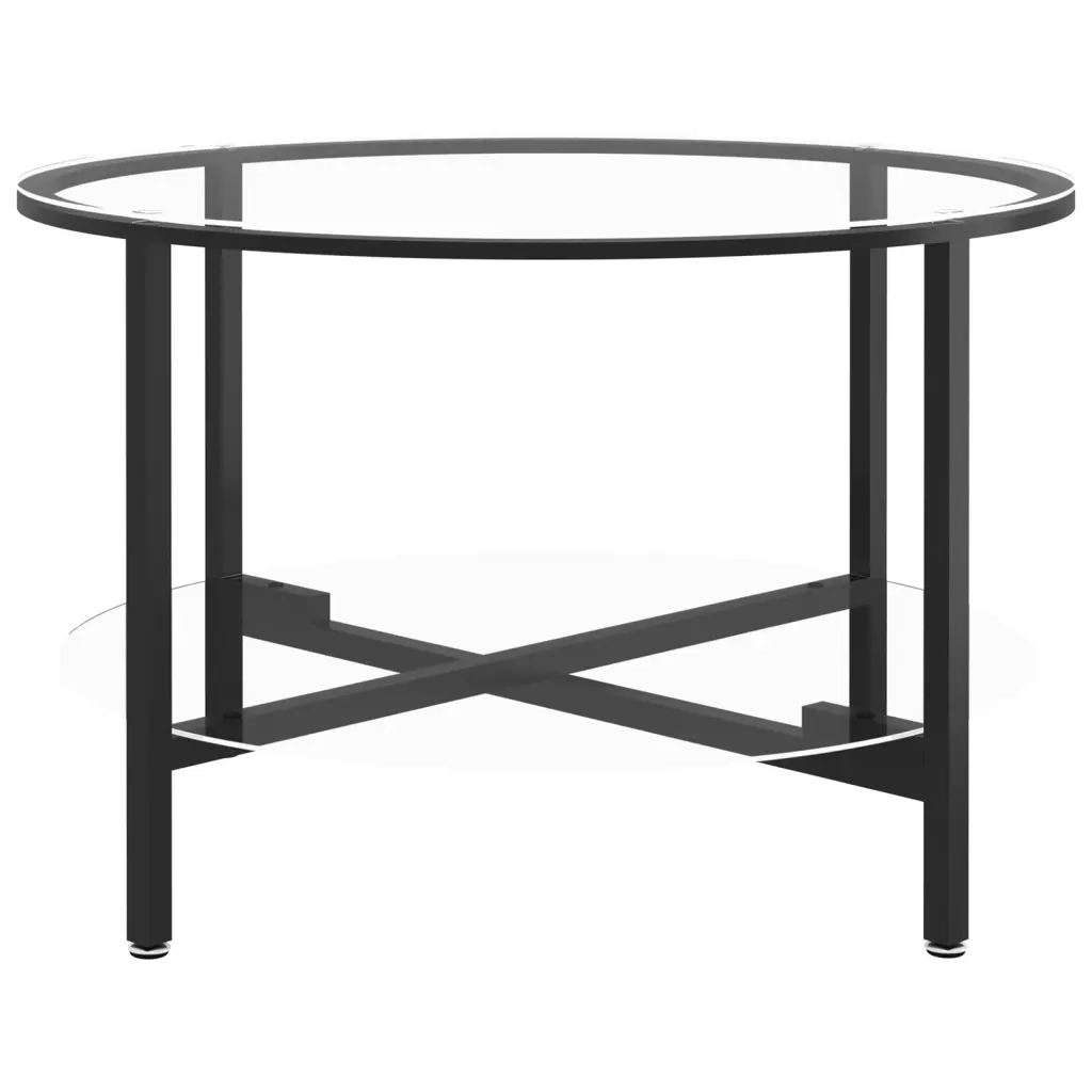 Tavolino da salotto | Tavolino da caff¨¨ | Tavolino da Soggiorno Nero e Trasparente 70 cm in Vetro Temperato