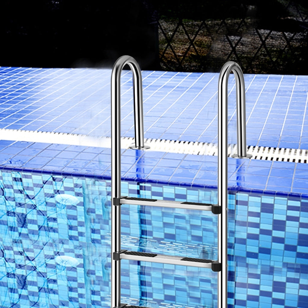 Scaletta per piscina con 3 gradini antiscivolo, Scala in acciaio inox 304 per piscina interrata