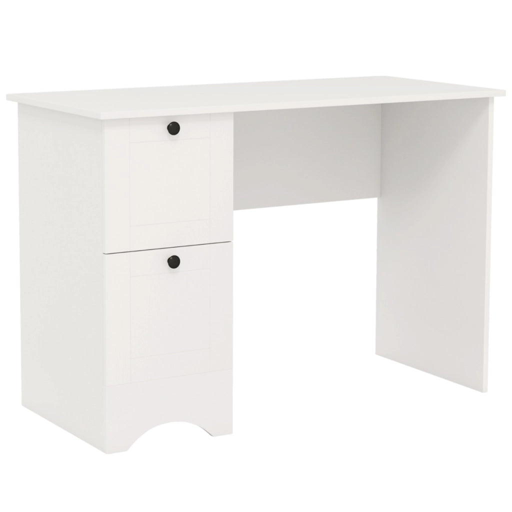 Scrivania per computer con 2 cassetti, Scrivania compatta da ufficio per casa Bianco