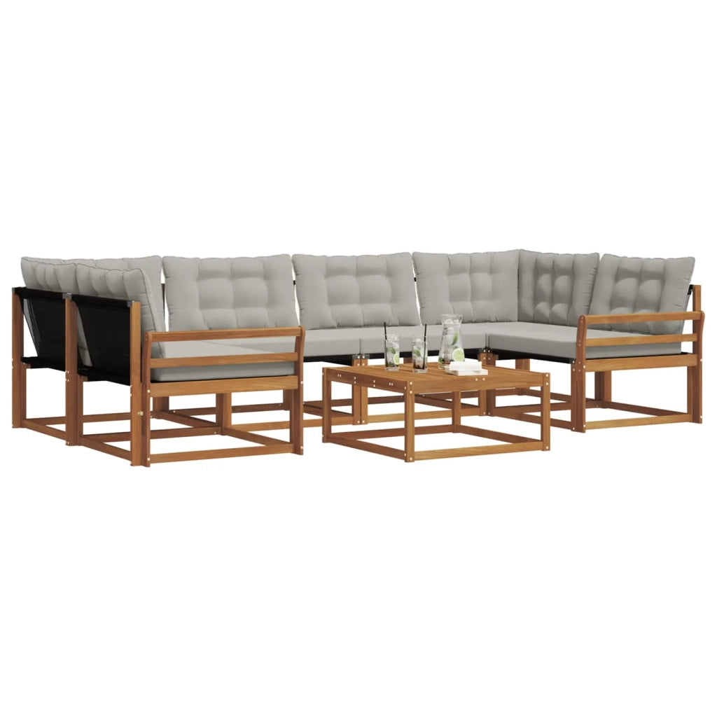 Set di divani da esterno 7 pcs Grigio Naturale e Chiaro 3369242